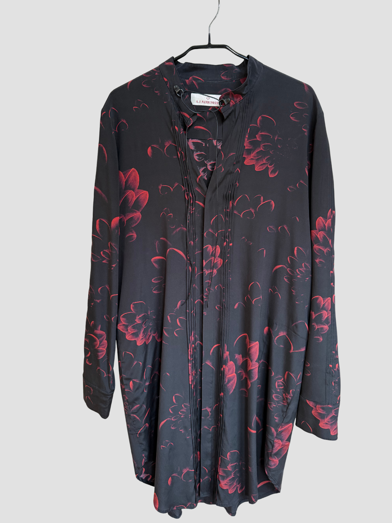 A.F.Vandevorst Silk dress with leather stripe
