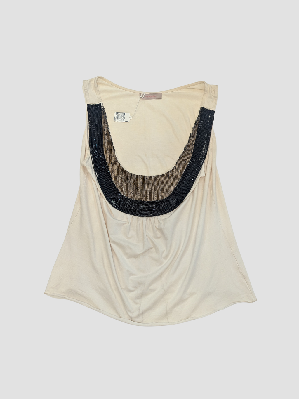 TERESA tanktop with beaded plunge neckline