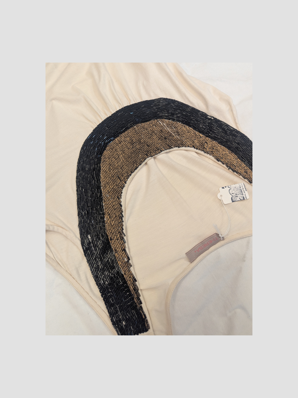 TERESA tanktop with beaded plunge neckline