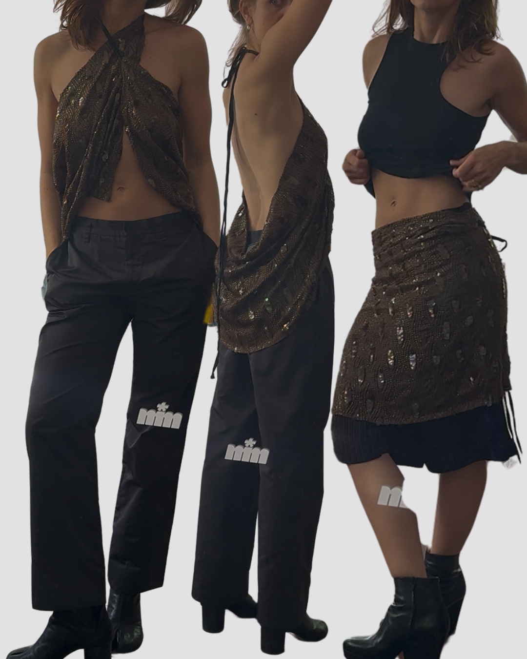 Ann Demeulemeester silk pailettes wrap skirt
