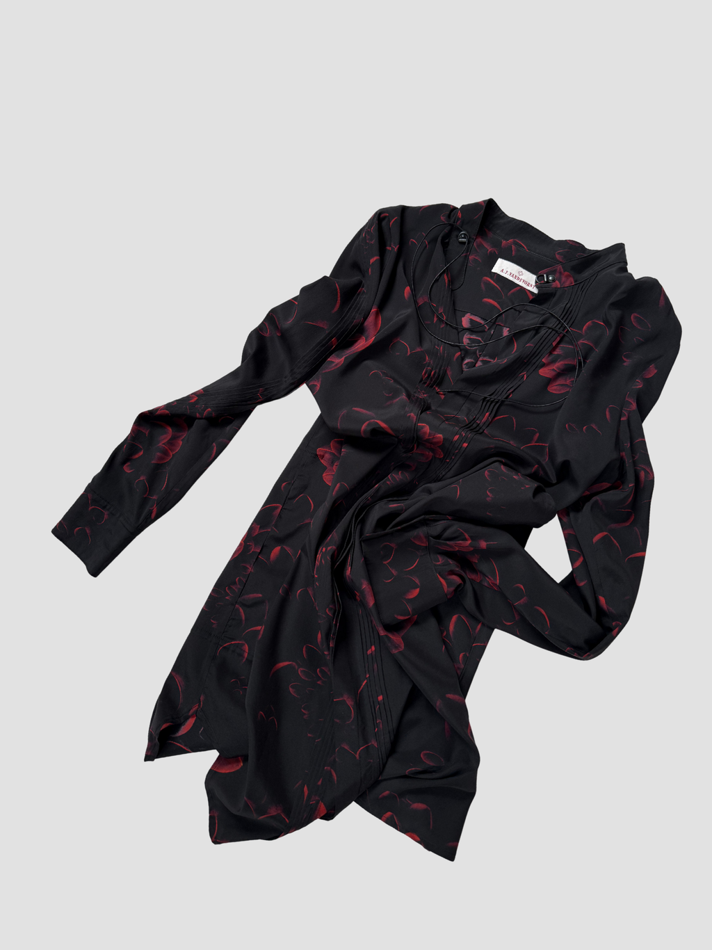 A.F.Vandevorst Silk dress with leather stripe